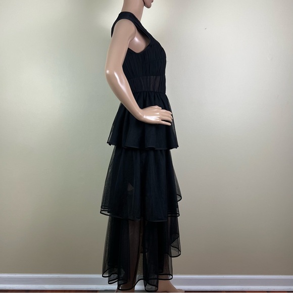 NEW JONATHAN SIMKHAI BLACK TIERED TULLE MIDI DRESS - Picture 6 of 10